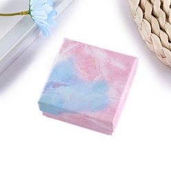 Pink Картонная коробка для украшений из бумаги, подарочная упаковка, Для кольца, серьга, Ожерелье, с губкой внутри, квадратный, розовые, 7.5x7.5x3 см