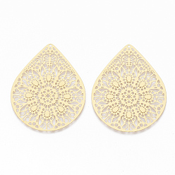 Золотой 304 из нержавеющей стали столяры филигранные, разъем для ювелирных изделий diy craft madeteardrop, золотые, 48x39x0.5 мм, отверстие : 1.2 мм