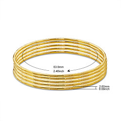 Brass SHEGRACE Brass Buddhist Bangle Sets, Real 24K Gold Plated, 2-1/2 inch(6.3cm), 5pcs/set