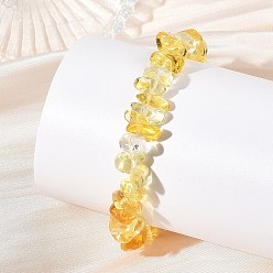 Yellow Handmade Lampwork Beads Adjustable Stretch Bracelets for Women, Yellow, Inner Diameter: 2.05 inch(5.2cm)
