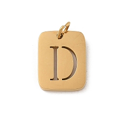 Letter D 304 прелести нержавеющей стали, с целью перехода в кольце, золотые, прямоугольник с подвеской в виде буквы, Буква D, 12.5x9.5x1.5 мм, отверстие : 3 мм