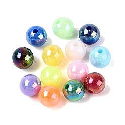 Mixed Color Opaque Plastic Beads, Round, AB Color Plated, Mixed Color, 8mm, Hole: 1.8mm, about 2000pcs/500g