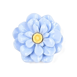 Небесно-голубой Непрозрачные кабошоны из смолы, маргаритка, голубой, 26.5x27.5x8 мм