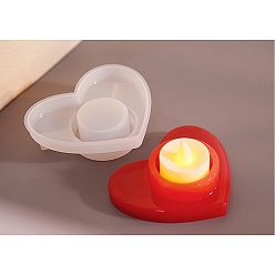 Heart Candle Holder DIY Silicone Molds, Candlestick Molds, Resin Plaster Cement Casting Molds, Heart, 93x105x29mm, Hole: 39.5mm, Inner Diameter: 70.5x97mm