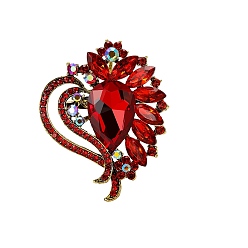 Светло-сиамский Брошь из сплава со стразами для рюкзака, сердце, Light Siam, 66x53 мм
