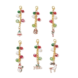 (52) Непрозрачная лаванда 6 шт. рождественские украшения из сплава эмали и стекла, Сплав с застежками когтя омара, разнообразные, разноцветные, 65.5~77 мм