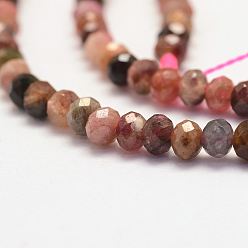 Tourmaline Natural Tourmaline Bead Strands, Faceted, Rondelle, 4x3mm, Hole: 1mm, about 128pcs/strand, 15.2 inch