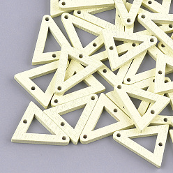 Светло-желтый Окрашенные тополя дерева ссылки, треугольные, светло-желтый, 21x19x3 мм, отверстие : 1.4 мм