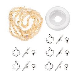 Citrine DIY Bracelets Necklaces Jewelry Sets, Natural Citrine Chips Beads Strands, Toggle Clasps, Lobster Claw Clasps and Elastic Wire, 12.6x10.6x2.1cm