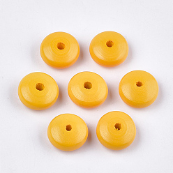 Золотистый Расписные бусы из натурального дерева, бусины с большим отверстием, рондель, золотые, 22~23x11 мм, отверстие : 4 мм