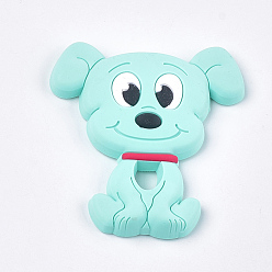 Pale Turquoise Food Grade Eco-Friendly Silicone Puppy Beads, Beagle Dog, Pale Turquoise, 90~91x81x12mm