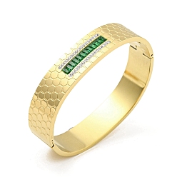 Green 304 Stainless Steel Pave Cubic Zirconia Hinged Bangles for Women, Green, 1/2 inch(1.4cm), Inner Diameter: 2-3/8x1-7/8 inch(6.1x4.8cm)