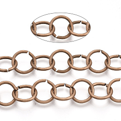 Красная Медь Роло железа цепи, отрыгивающая цепь, несварные, с катушкой, Красная медь, ссылка: 15x1.8 mm, около 39.37 футов (12 м) / рулон