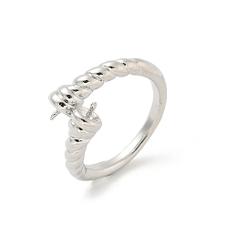 Платина Латунный колышек для установки открытого манжетного кольца, для полуполых бусин , платина, 2~9 мм, внутренний диаметр: 15 мм