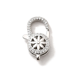 Плоский Круглый Латунный микро pave прозрачный кубический цирконий лобстер, долговечный, без кадмия и без свинца, реальный 18 k позолоченный, плоско-круглые, 21.5x12.5x6.5 мм, отверстие : 3.5x1.5 мм