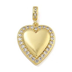 Настоящее золото 18K Стойка металлическая латунная микропрофилированная кубическая циркония подвески, долговечный, без кадмия и без свинца, сердце, реальный 18 k позолоченный, 25x21x5 мм, отверстие : 3x5 мм