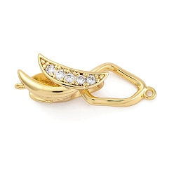 Настоящее золото 18K Латунное микропейв, прозрачный кубический цирконий, складные застежки, без кадмия, без никеля и без свинца, стручок гороха, реальный 18 k позолоченный, 30 мм, отверстие : 1.2 мм