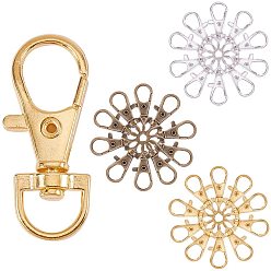 Mixed Color Alloy Swivel Lobster Claw Clasps, Swivel Snap Hook, Mixed Color, 35x13mm, Hole: 6mm