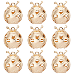 Настоящее золото 18K 10 латунные подвески шт., полый, коровка, без никеля , реальный 18 k позолоченный, 20x17x8 мм, отверстие : 1.5 мм