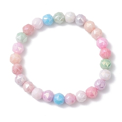 Разноцветный Браслеты из круглых бусин из гальванического стекла для женщин, два тона, граненые, красочный, внутренний диаметр: 2 дюйм (5 см)