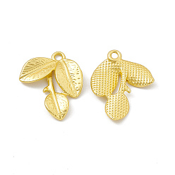 Matte Gold Color Rack Plating Alloy Pendants, Cadmium Free & Lead Free & Nickle Free, Leaf Charms, Matte Gold Color, 25.5x20.5x2.5mm, Hole: 2.3mm