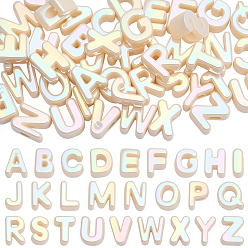 Letter A~Z 52Pcs 26 Styles UV Plated Acrylic European Beads, Large Hole Beads, Pearlized, Letter A~Z, 20~21x8.5~21x13.5~14mm, Hole: 6mm, 2pcs/style