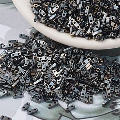 (QTL464) Светлый Темно-металлическо-серый Миюки четверть бусины тила, японский бисер, 2-луночное, (QTL 464) легкая пушка, 5x1.2x1.9 мм, Отверстие : 0.8 мм , около 4800 шт / 100 г