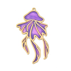 Jellyfish Тема океана 304 эмалированные подвески из нержавеющей стали, золотые, с блеском порошок, медуза, 48.5x26x1 мм, отверстие : 1.5 мм