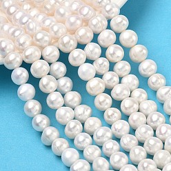 Античный Белый Нити из натурального культивированного пресноводного жемчуга, картофель, класс 3а++, старинный белый, 9~10 мм, отверстие : 0.6 мм, около 40~41 шт / нитка, 13.39~14.02'' (34~35.6 см)