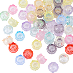 (52) Непрозрачная лаванда 60шт. светящиеся прозрачные акриловые колпачки для бусин, цветок, светится в темноте, разноцветные, 18.5~19x12 мм, отверстие : 2 мм