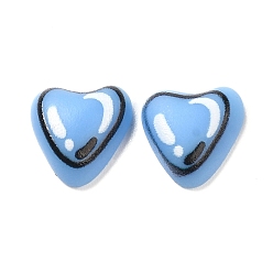 Cornflower Blue Opaque Resin Cabochons, Heart, Cornflower Blue, 8x8x3mm