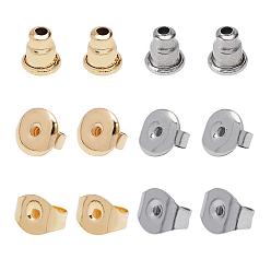Golden & Stainless Steel Color 304 Stainless Steel Ear Nuts, Earring Backs, Golden & Stainless Steel Color, 120pcs/box