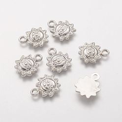 Platinum CCB Plastic Pendants, Sun, Platinum, 15x12x2mm, Hole: 2mm
