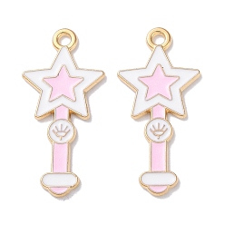 Другие Подвески из эмали и сплава, золотые, Волшебная палочка, 28x24x1 мм, отверстие : 1.6 мм