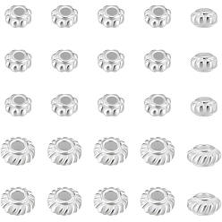 Silver 25Pcs 2 Styles 925 Sterling Silver Beads, Rondelle, Silver, 3~3.8x2mm, Hole: 1~1.2mm