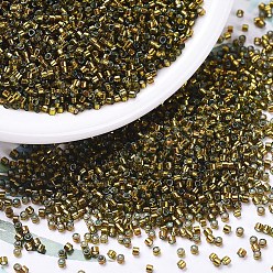 (DB0604) Окрашенный Золотой Оливковый с Серебряной Подкладкой Бусины miyuki delica, цилиндр, японский бисер, 11/0, (Окрашенная в серебряный цвет золотая олива 0604), 1.3x1.6 мм, отверстия: 0.8 мм, около 10000 шт / мешок, 50 г / мешок