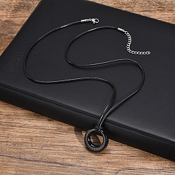 Черный Ожерелье с подвеской из колец из нержавеющей стали, ожерелья из урны и праха для мужчин, чёрные, 23.62 дюйм (60 см)