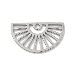 Нержавеющая Сталь Цвет 304 подвески из нержавеющей стали, лазерная резка, полукруглый шарм, цвет нержавеющей стали, 10.5x18x1 мм, отверстие : 1.6 мм