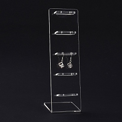 Clear Transparent Acrylic Earrings Display Stands, L-Shaped, Clear, 19.5x6.3x0.95cm, Hole: 1.6mm