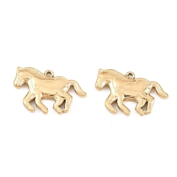 Real 14K Gold Plated 304 Stainless Steel Pendants, Horse Charms, Real 14K Gold Plated, 17x26x3mm, Hole: 1.2mm