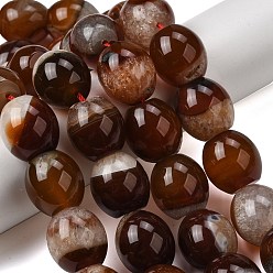 Темно-Красный Природный агат бисер нитей, окрашенная и подогревом, овальные, темно-красный, 19~20x17~18.5 мм, отверстие : 1.2~1.4 мм, около 21 шт / нитка, 15.75''~15.94'' (40~40.5 см)