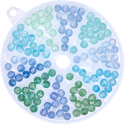 (52) Непрозрачная лаванда 125шт. 5 цветные смоляные УФ-реактивные шарики, бусины, меняющие цвет, круглые, с блеском порошок, разноцветные, 8x7.5~8 мм, отверстие : 1.6 мм, 25 шт / цвет