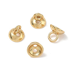Real 18K Gold Plated Brass Bead Cap Pendant Bails, for Globe Glass Bubble Cover Pendants, Real 18K Gold Plated, 7.5x8mm, Hole: 3.5mm and 2mm