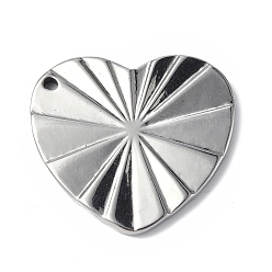 Stainless Steel Color Non-Tarnish 304 Stainless Steel Pendants, Heart Charm, Stainless Steel Color, 22.5x25x2mm, Hole: 1.5mm