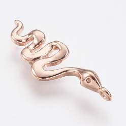 Розовое Золото Латунь прелести, без свинца и без кадмия, змея, розовое золото , 28x9x3.5 мм, отверстие : 1.2 мм
