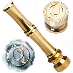 Letter Q 1Золотистые латунные штампы с восковыми печатями и ручками в форме бамбуковых палочек, для изготовления поздравительных открыток, Буква Q, 74.5x15 мм