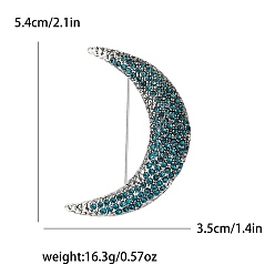 Синий Циркон Брошь из сплава со стразами для рюкзака, луна, синий циркон, 54x35 мм