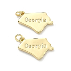 Настоящее золото 18K Латунные подвески, самородки со словом «Джорджия» (талисманы), долговечный, стойки покрытие, без свинца и без кадмия, реальный 18 k позолоченный, 14x21x2.5 мм, Перейти кольцо: 5x1 мм, 3 мм внутренним диаметром