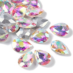 Прозрачный АВ Конусные стеклянные стразы, с покрытием на задной стороне, граненые, слеза, ясно AB, 14x10x5 мм