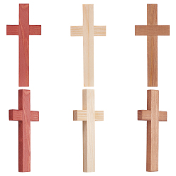 (52) Непрозрачная лаванда 6шт. 3 цветные деревянные кабошоны, крестик, разноцветные, 150~175x65~77x9 мм, 2 шт / цвет